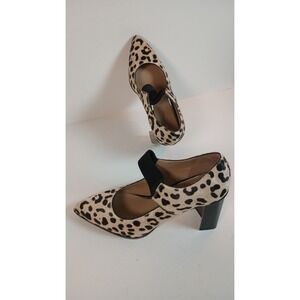 NWT Linea Paolo White/Black Leopard Print Heels Size 9M Mob Wife Office Siren